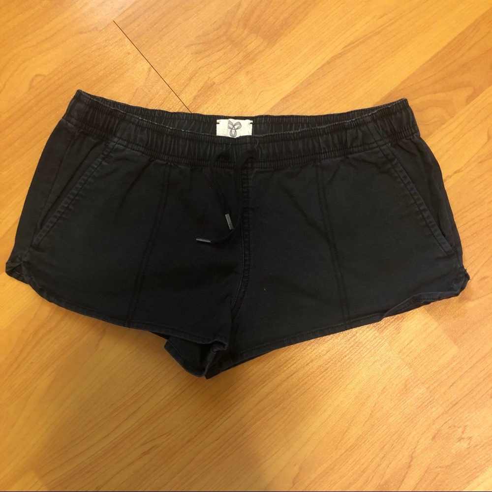 TNA black denim shorts